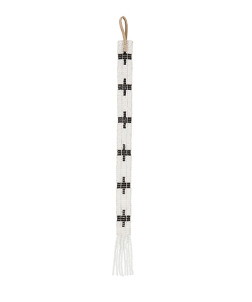 Narrow Cross Beaded Bookmark - WHITE/BLACK