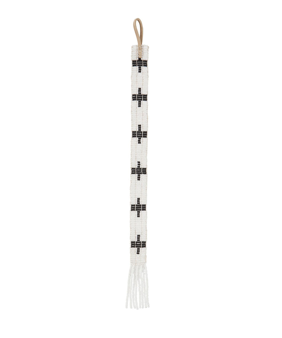 Narrow Cross Beaded Bookmark - WHITE/BLACK