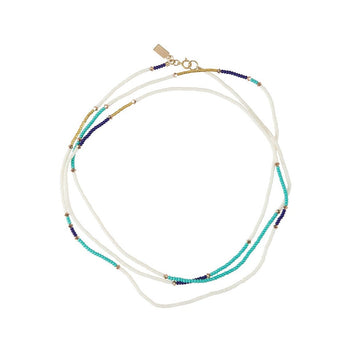 Long Endito Multi Wrap Necklace - TURQUOISE/OFF WHITE/NAVY/ROSE GOLD/GOLD