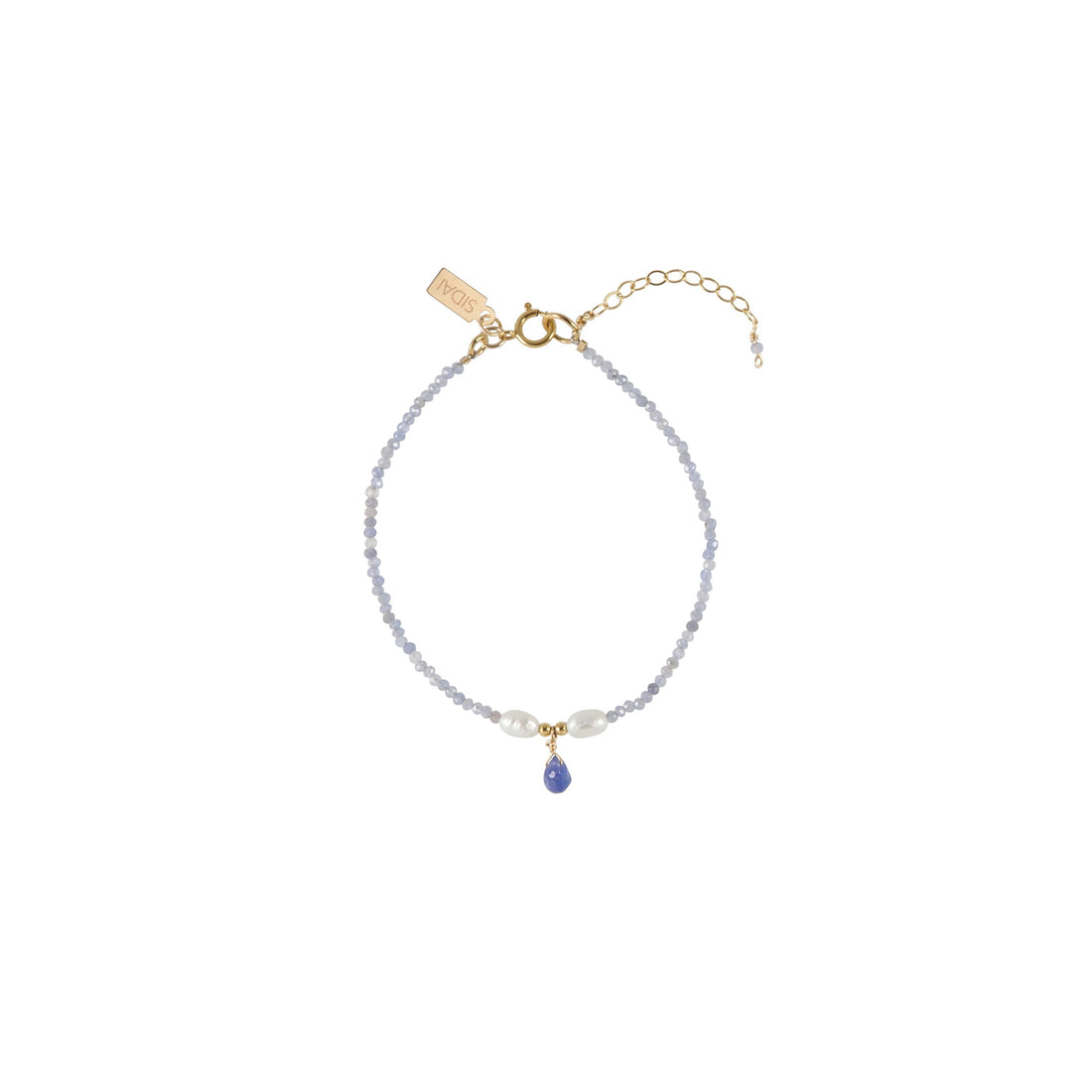 Tanzanite Bracelet With Pearls And Tanzanite Drop - LAVENDER TANZANITE/PEARL/GOLD