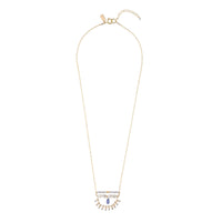 Pearl And Tanzanite Fringe Necklace On Chain - LAVENDER TANZANITE/PEARL/GOLD