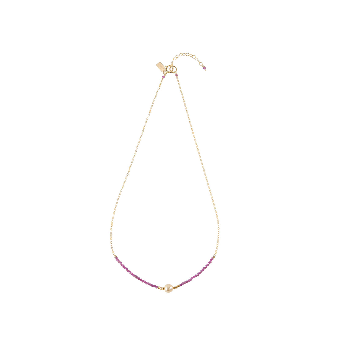 Pearl Ruby Necklace on Chain - RUBY/PEARL/GOLD
