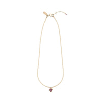 Beaded Necklace With Solo Gemstone Triangle - RUBY