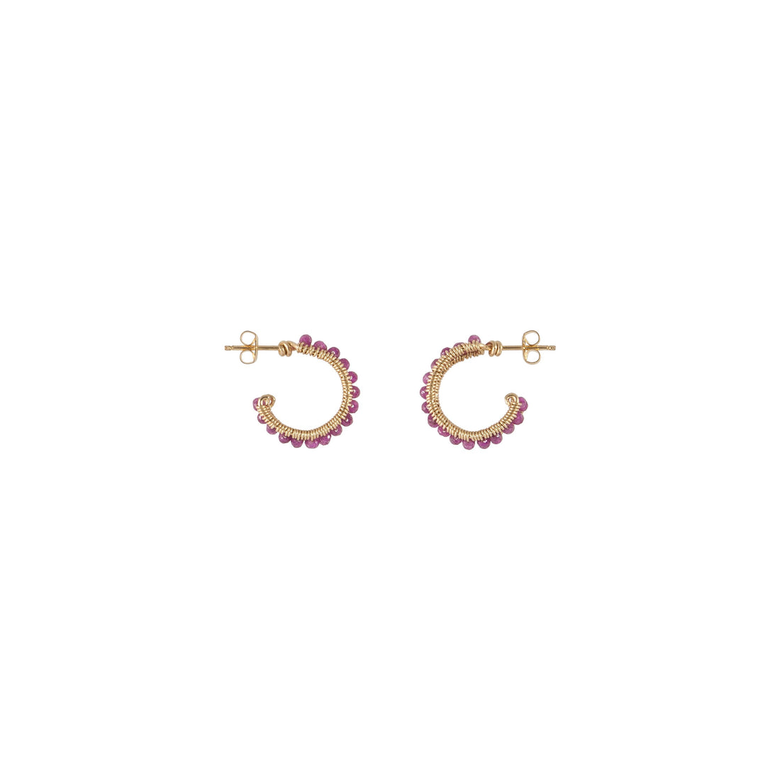 Small Ruby Huggies - RUBY/GOLD