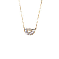 XS Half-Moon Tanzanite Necklace On Chain With Pearl - LAVENDER TANZANITE/PEARL/GOLD