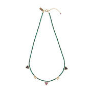 Short Gemstone Malachite Necklace With Triangles - MALACHITE/BLUE SAPPHIRE/RUBY/GOLD