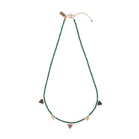 Short Gemstone Malachite Necklace With Triangles - MALACHITE/BLUE SAPPHIRE/RUBY/GOLD