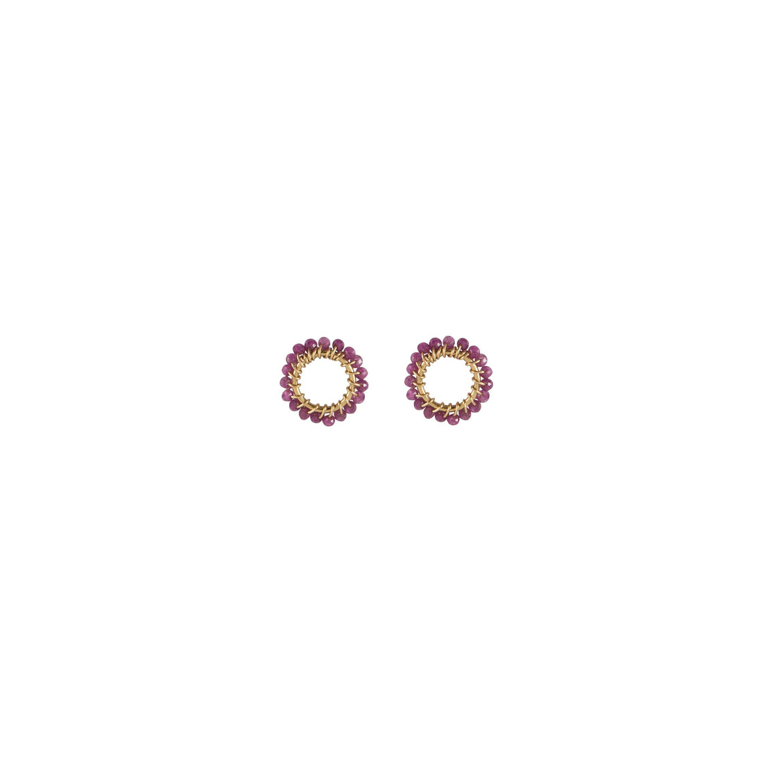 Mini Circle Ruby Earrings - RUBY/GOLD