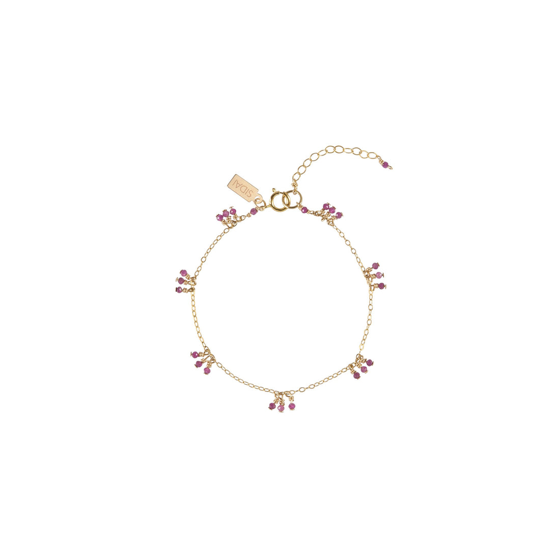 Chain Bracelet With Ruby Clusters - RUBY/GOLD
