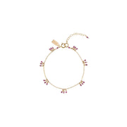 Chain Bracelet With Ruby Clusters - RUBY/GOLD