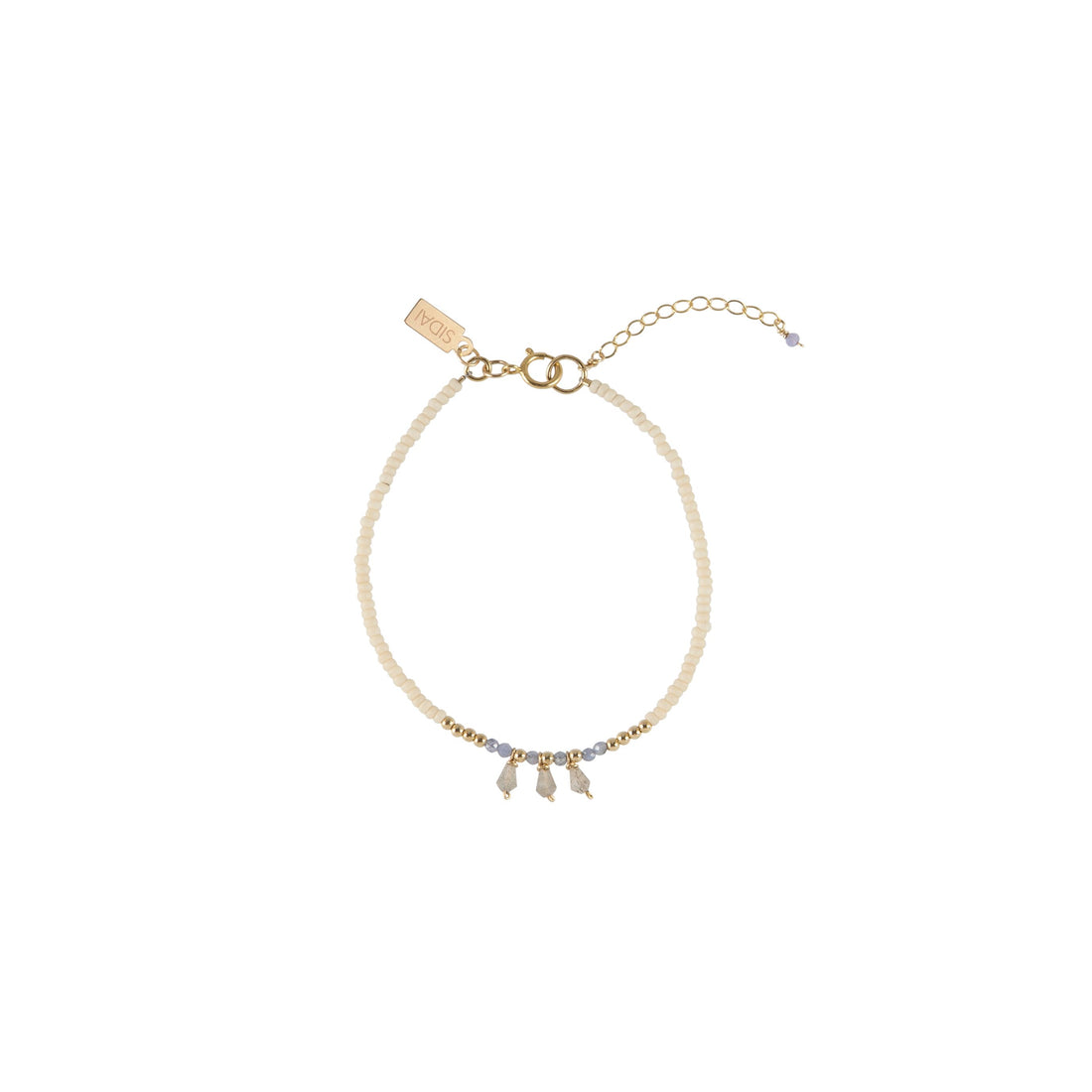 Simple Beaded Bracelet With Tanzanite And Labradorite - PINK/TANZANITE/GOLD