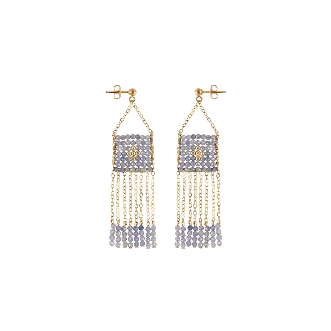 Tanzanite Pendant Earrings With Chain And Bars - TANZANITE/GOLD