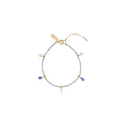 Tanzanite Bracelet With Tanzanite And Pearl Drops- LAVENDER TANZANITE/PEARL/GOLD