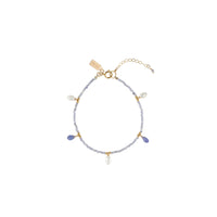 Tanzanite Bracelet With Tanzanite And Pearl Drops- LAVENDER TANZANITE/PEARL/GOLD