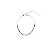 Pearl Malachite Bracelet on Chain - MALACHITE/PEARL/GOLD