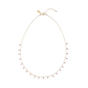 Chain Necklace With Ruby Beads - RUBY/GOLD