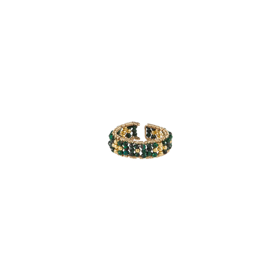 Adjustable Malachite Ring - MALACHITE/GOLD