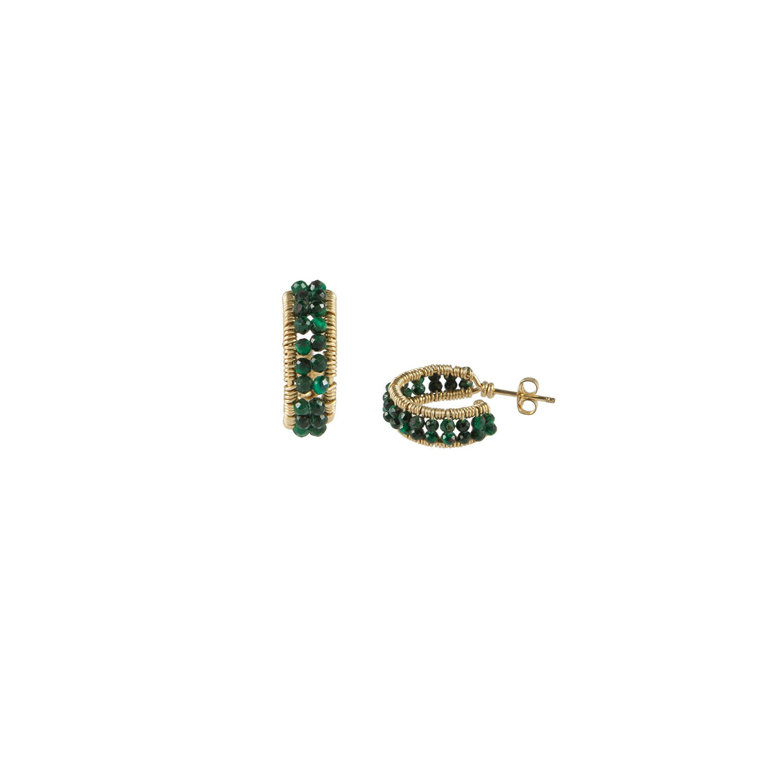 Small Malachite Huggies - MALACHITE/GOLD