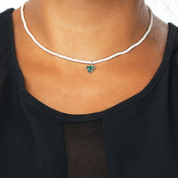 Beaded Necklace With Solo Gemstone Triangle - MALACHITE