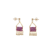 Mini Gemstone Olakira Earrings - RUBY