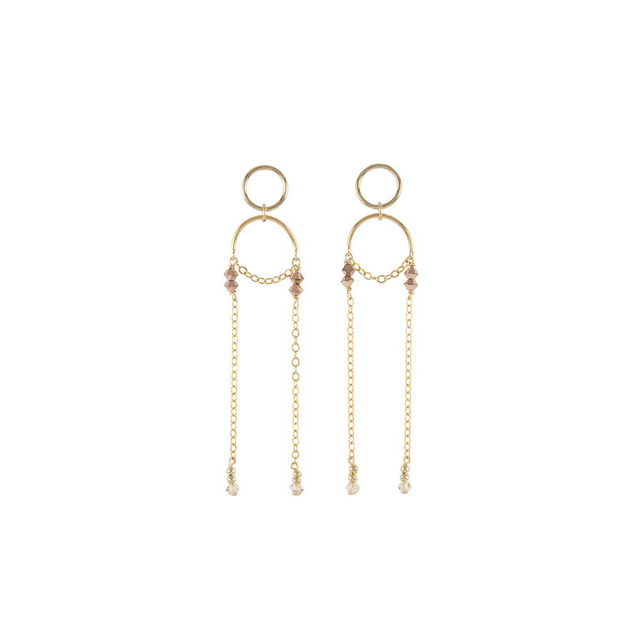 Olakira Double Chain Earrings - GOLD/ROSE GOLD