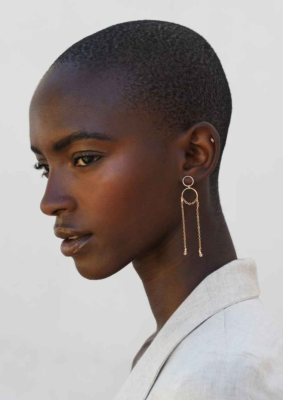 Olakira Double Chain Earrings - GOLD/ROSE GOLD
