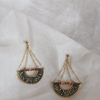 Olakira Half Moon Earrings - SHINY GRAPHITE/GOLD