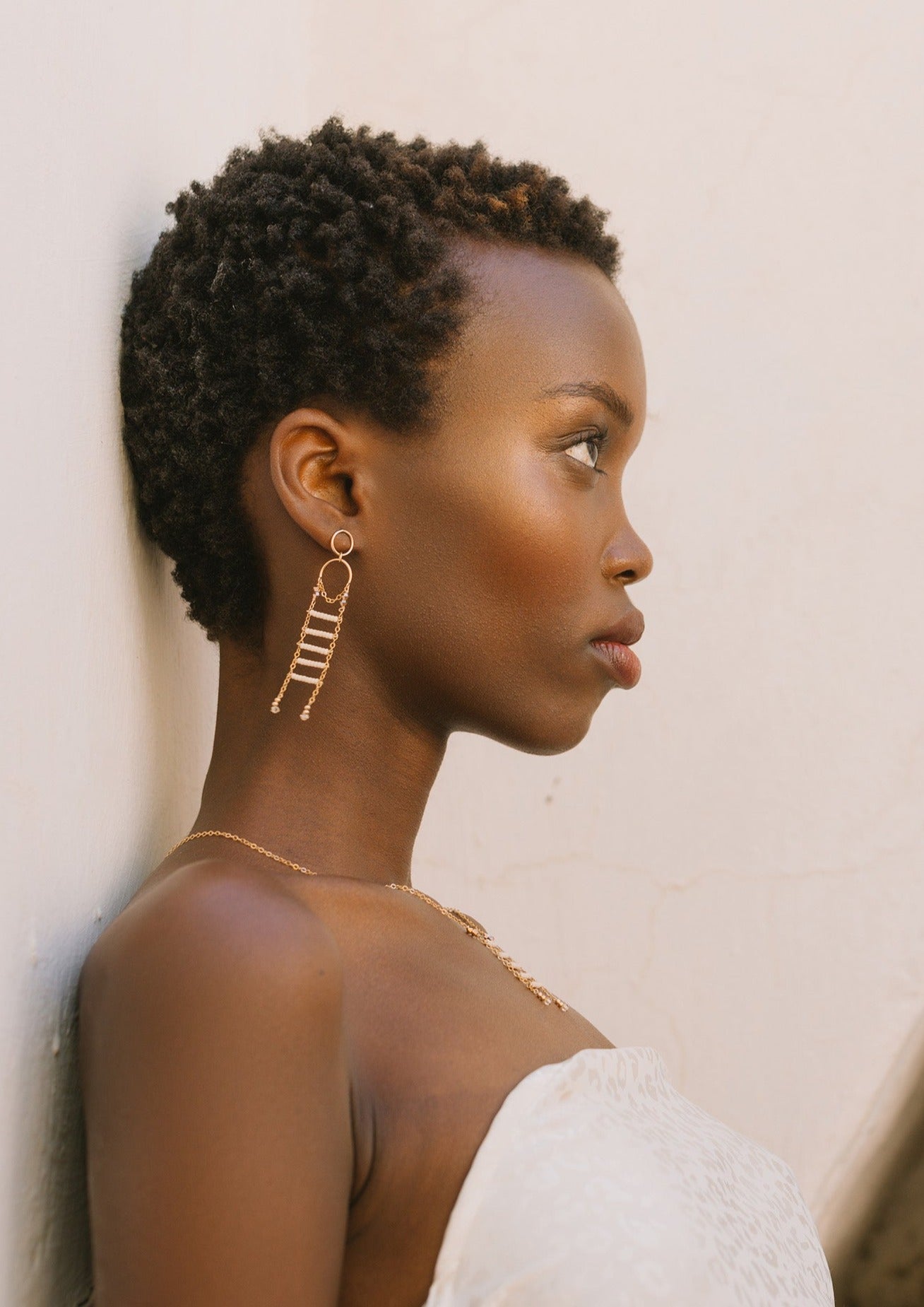 Ladder Pendant Earrings - PINK/HONEY/ROSE GOLD – Sidai Designs