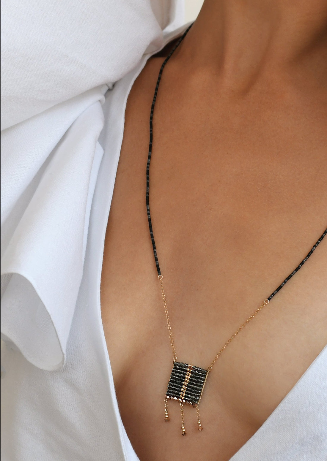 Olakira Necklace  - SHINY GRAPHITE/GOLD/BLACK MOTTLE