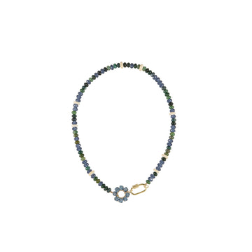 Crystal Flower Origin Necklace - IVORY/BLUE/GREENS