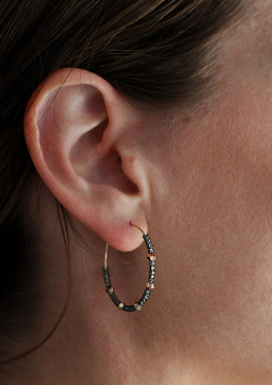 Small Crystal Hoops - SHINY GRAPHITE