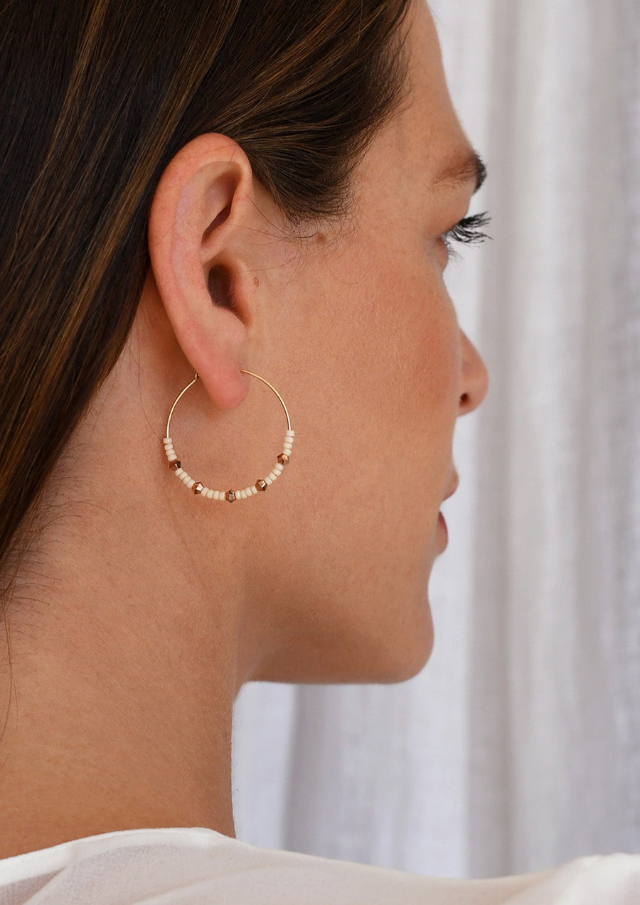 Small Crystal Hoops - PINK