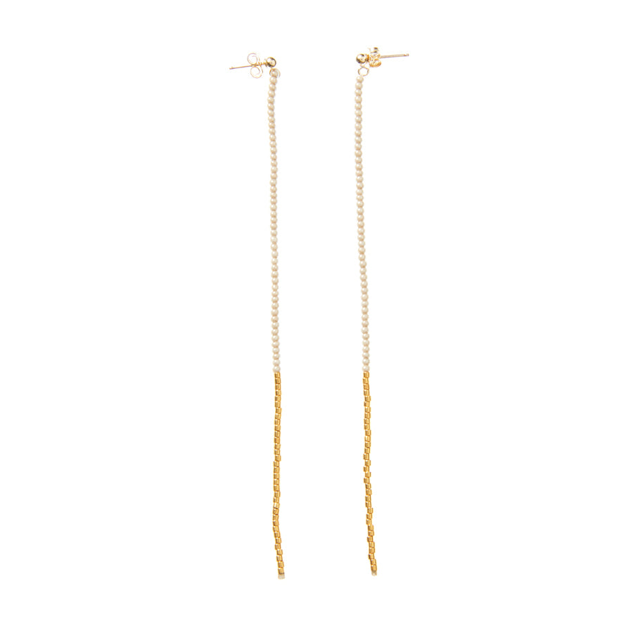 Long Drop Earring - TAUPE/GOLD (SAMPLE)