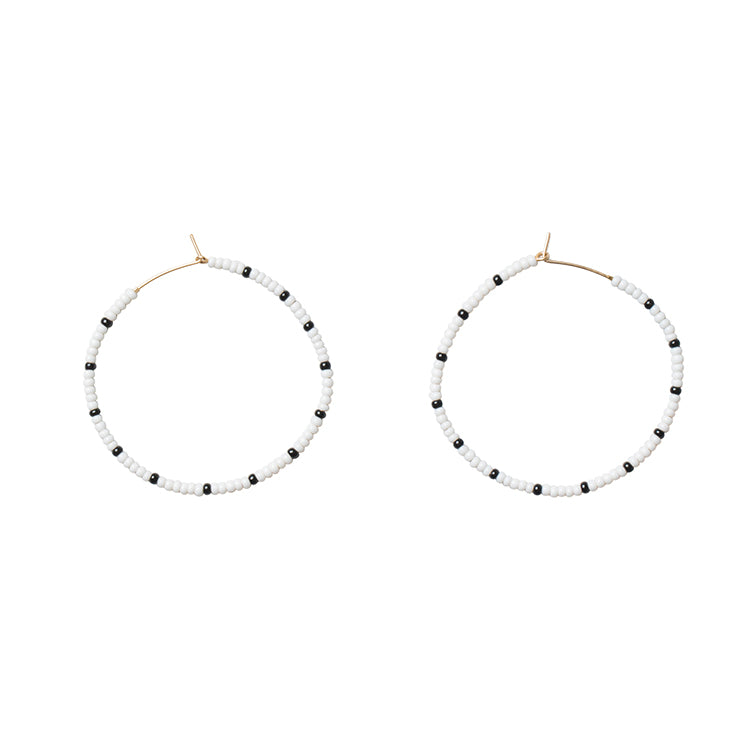 Large Hoop Earrings - WHITE/BLACK