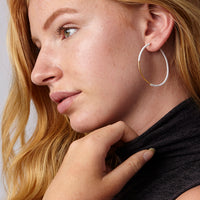 Large Hoop Earrings - WHITE/GOLD