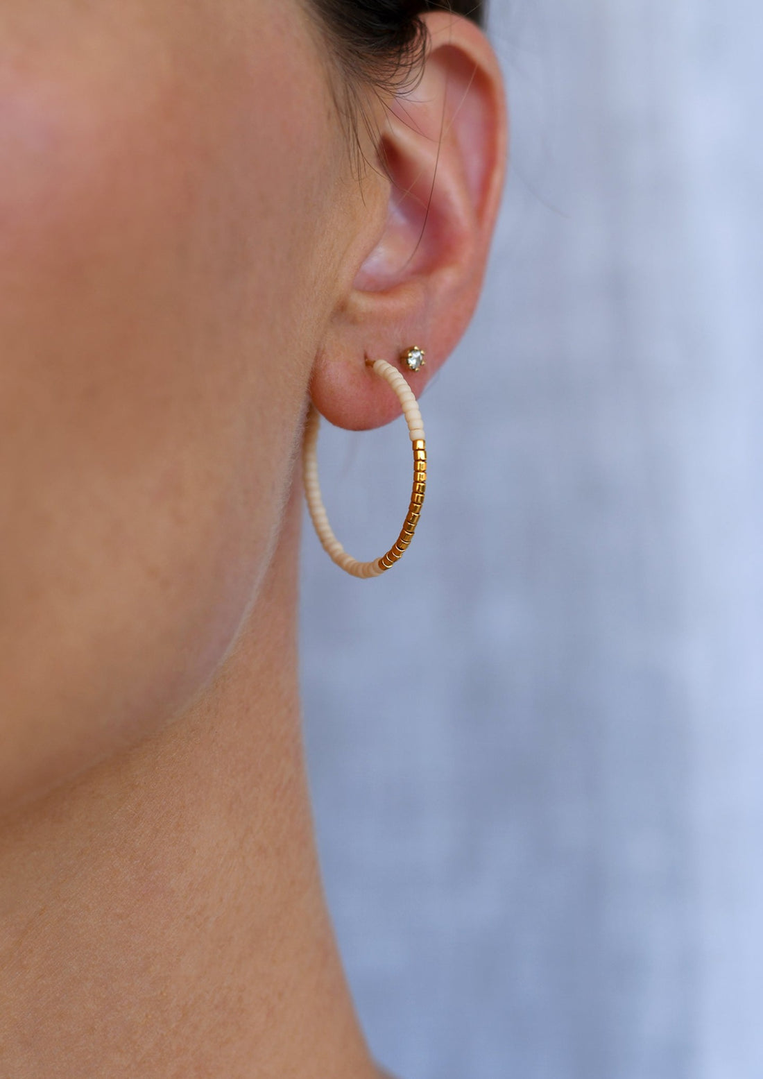Small Hoop Earrings - PINK/GOLD