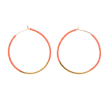 Large Hoop Earrings - SALMON/GOLD