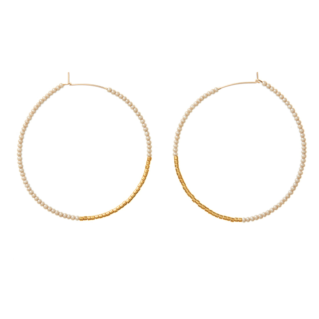 Large Hoop Earrings - TAUPE/GOLD