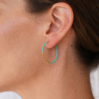 Small Hoop Earrings - TURQUOISE/GOLD