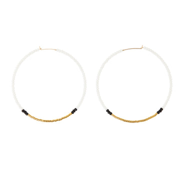 Large Hoop Earrings - WHITE/BLACK/GOLD