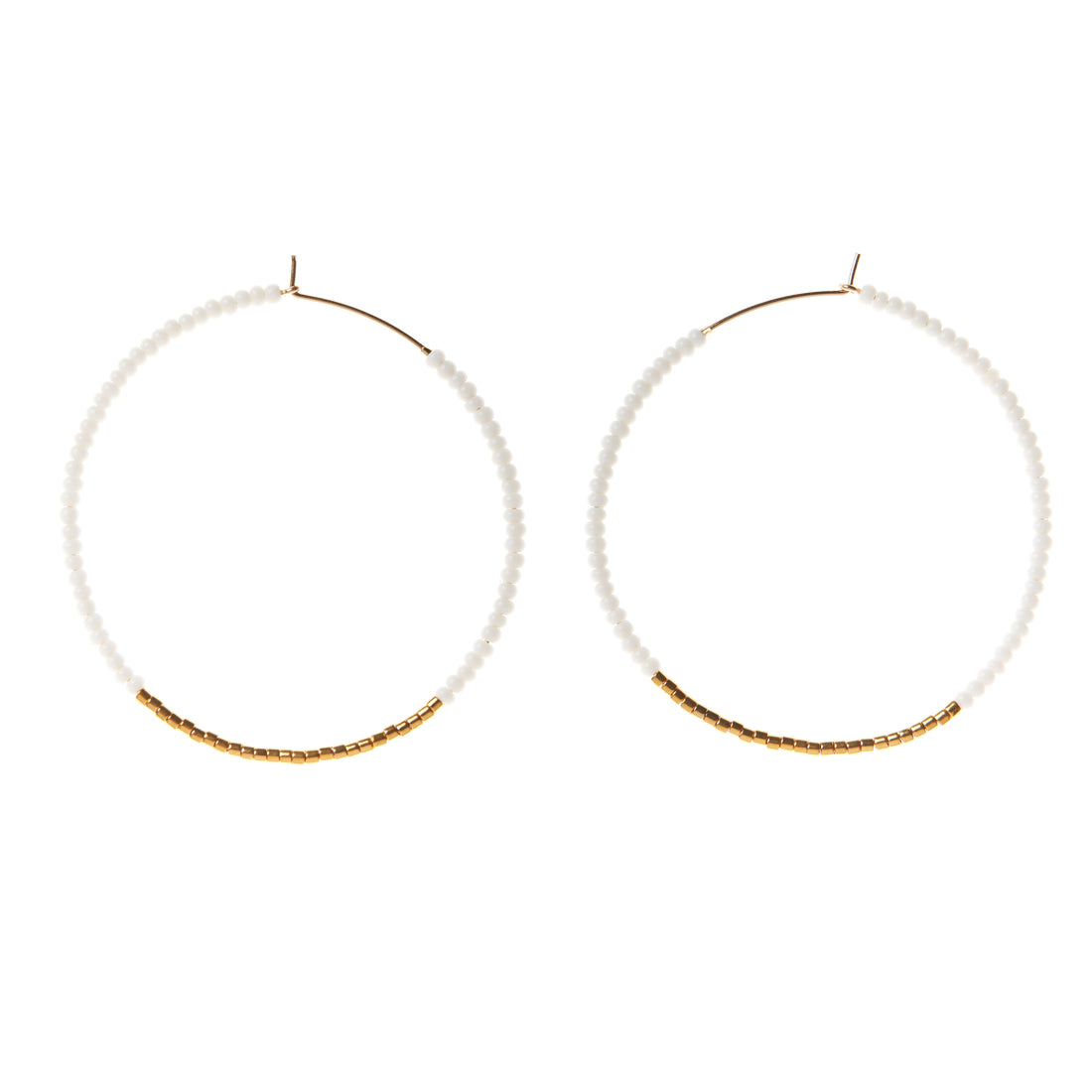 Large Hoop Earrings - WHITE/GOLD