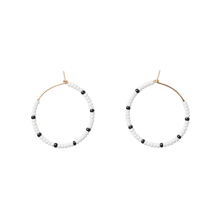 Small Hoop Earrings - WHITE/BLACK