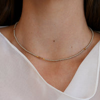 Endito Crystal Necklace - TAUPE
