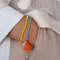 Elastic Tassel Wrap Bracelet - YELLOW
