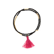 Elastic Tassel Wrap Bracelet - BLACK