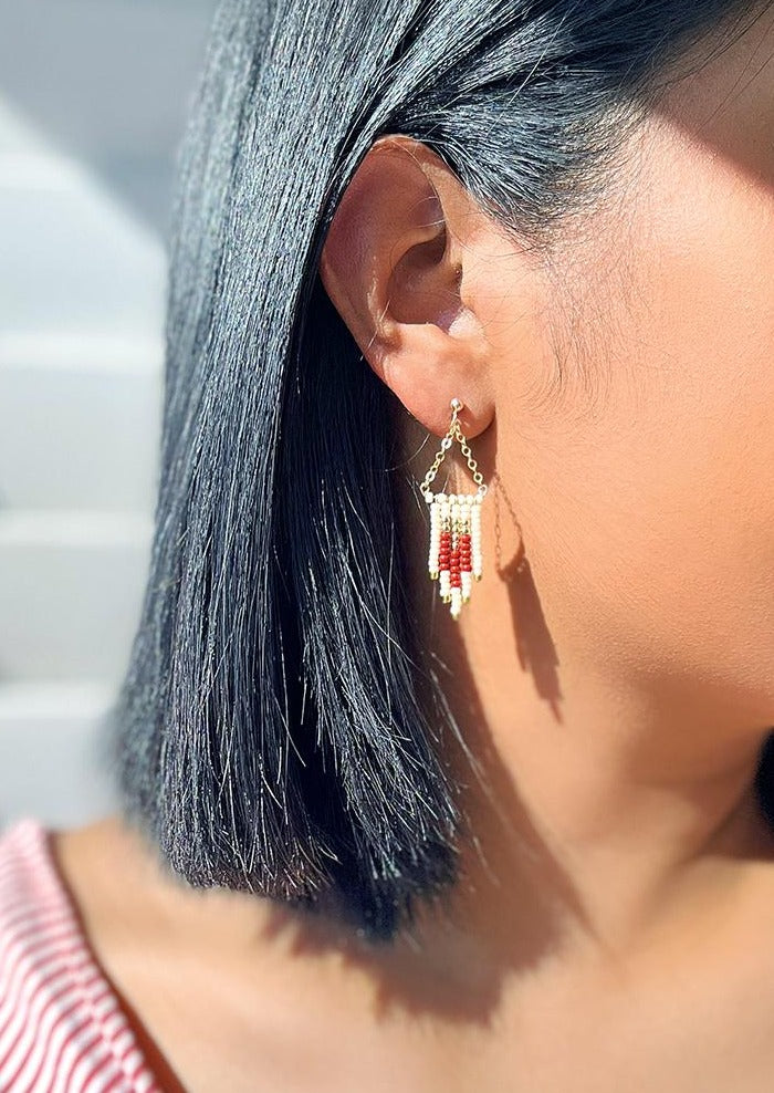 Small Deco Earrings - PINK/BURGUNDY/GOLD