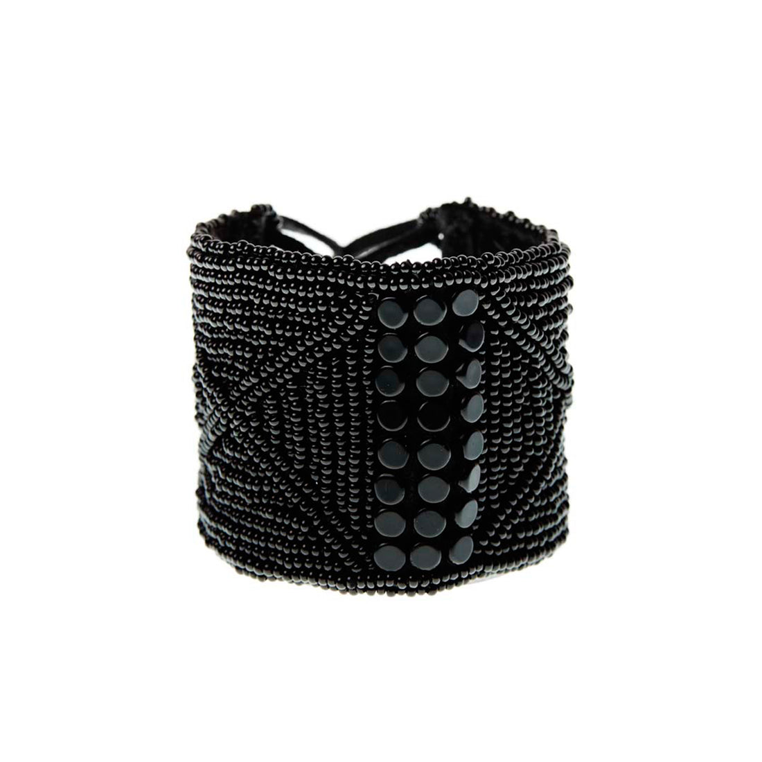 Leather Bracelet Cuff - BLACK