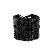 Leather Bracelet Cuff - BLACK