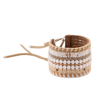 Eclectic Leather Bracelet - WHITE, GOLD, PINK, GRAY, TAUPE, BLACK
