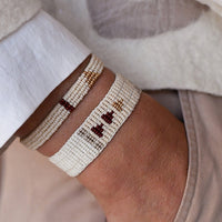 Narrow Pembetatu Warrior Bracelet - PINK/OFF WHITE/BURGUNDY